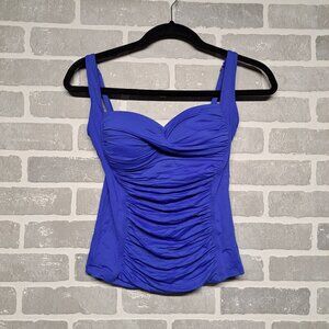 La Blanca Bathing Suit Shirred‎ Womens Tanking Top Royal Blue Size 4